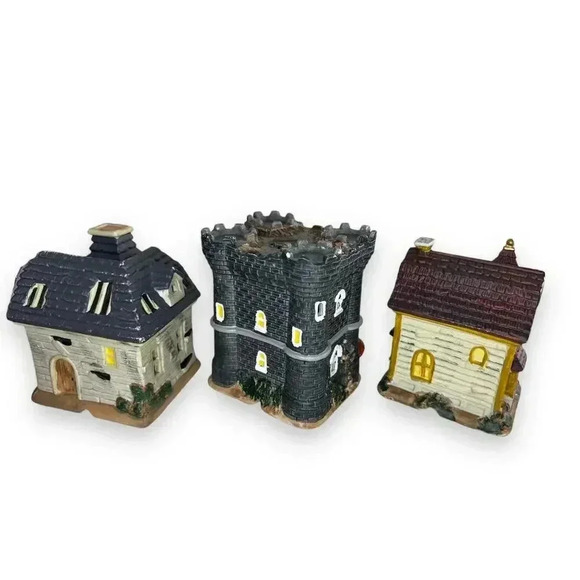Estates Enchanting Halloween Village Decor Set of 3 Haunted Houses Castle - Picture 6 of 9